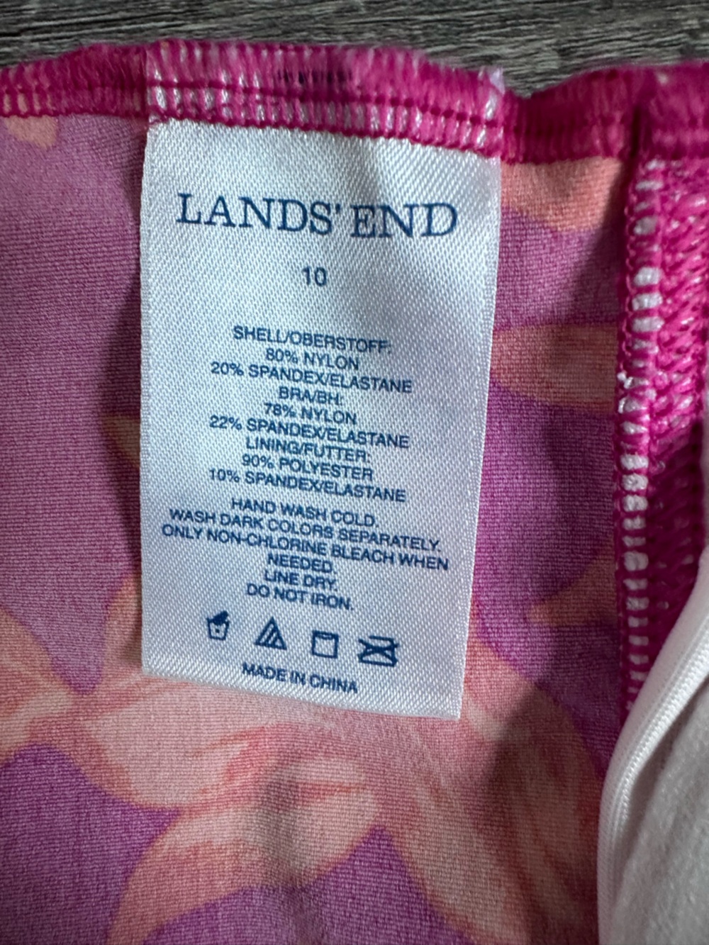 Lands' End Pink and Orange Floral One-Piece Swim Top - Picture 4 of 5